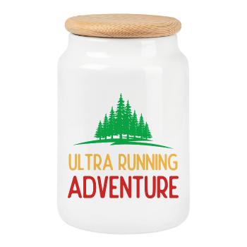 Ultra Running Advrenture - Cookie Jar with Wooden Lid - white - Front
