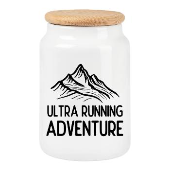 Ultra Running Advrenture - Cookie Jar with Wooden Lid - white - Front