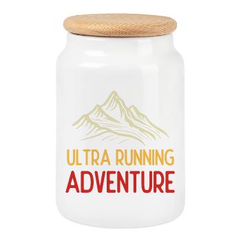 Ultra Running Advrenture - Cookie Jar with Wooden Lid - white - Front