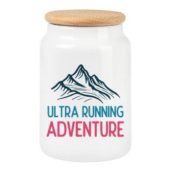 Ultra Running Advrenture - Cookie Jar with Wooden Lid - white - Front