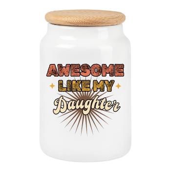 Awesome like my Daughter - Vintage - Cookie Jar with Wooden Lid - white - Front