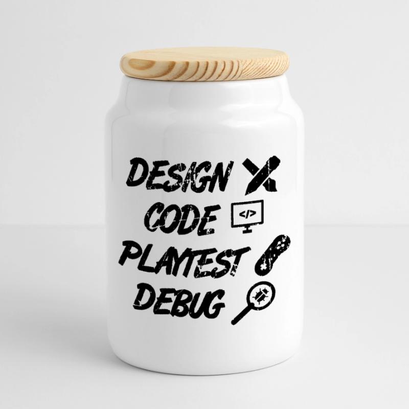 Design Code Playtest Debug Keksdose mit Holzdeckel