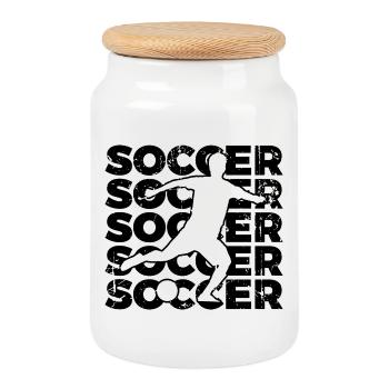 Fußball - Keksdose mit Holzdeckel - Weiß - Vorne