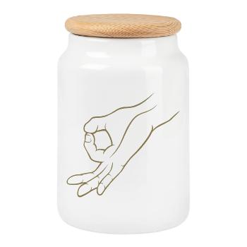 Trou de signalisation manuelle dans un jeu d’enfant - Boîte à biscuits avec couvercle en bois - blanc - Devant