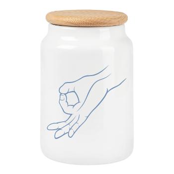 Trou de signalisation manuelle dans un jeu d’enfant - Boîte à biscuits avec couvercle en bois - blanc - Devant