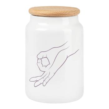 Trou de signalisation manuelle dans un jeu d’enfant - Boîte à biscuits avec couvercle en bois - blanc - Devant