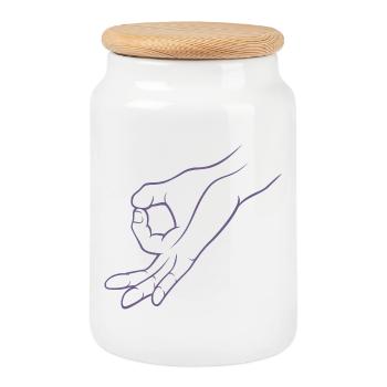 Trou de signalisation manuelle dans un jeu d’enfant - Boîte à biscuits avec couvercle en bois - blanc - Devant