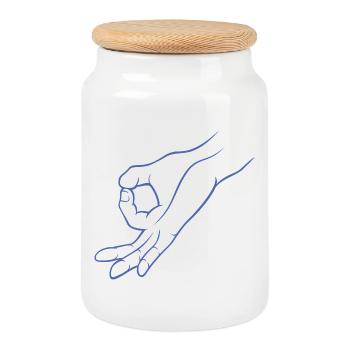 Trou de signalisation manuelle dans un jeu d’enfant - Boîte à biscuits avec couvercle en bois - blanc - Devant