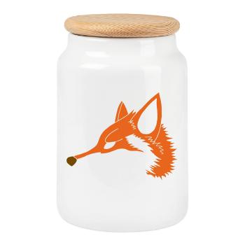Cunning as a fox - Cookie Jar with Wooden Lid - white - Front