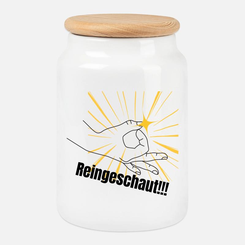 Kraftfaust im Strahlenkranz - Keksdose mit Holzdeckel - Weiß
