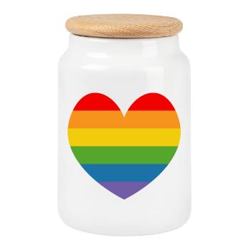 LGBT CSD TShirt Rainbow HEART - Boîte à biscuits avec couvercle en bois - blanc - Devant