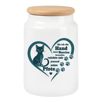 Katzen und Menschen - Keksdose mit Holzdeckel - Weiß - Vorne