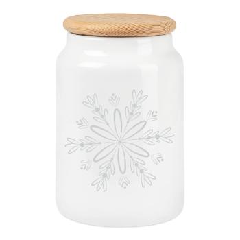 filigrane Schnee Kristall Blüte im Winter - Keksdose mit Holzdeckel - Weiß - Vorne