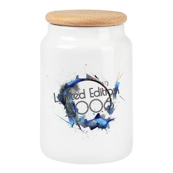 Limited Edition 2006 Birthday Geschnenk - Cookie Jar with Wooden Lid - white - Front