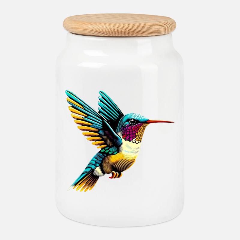 Kolibri - Keksdose mit Holzdeckel - Weiß