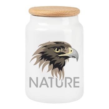 Illustration de logo d’animaux d’icône d’aigle de la nature - Boîte à biscuits avec couvercle en bois - blanc - Devant