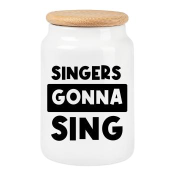 Singers gonna sing - Keksdose mit Holzdeckel - Weiß - Vorne