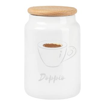 Doppio Espresso Kaffee Liebhaber Café-Shirt - Keksdose mit Holzdeckel - Weiß - Vorne