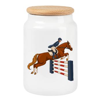 cheval, cavalier, équitation - Boîte à biscuits avec couvercle en bois - blanc - Devant