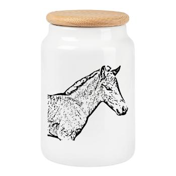 Chevaux T-shirt Cadeau Cavalier - Boîte à biscuits avec couvercle en bois - blanc - Devant