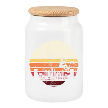 Sunset City BMX Silhouette - Boîte à biscuits avec couvercle en bois - blanc - Devant