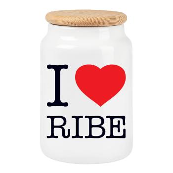 I LOVE RIBE - Cookie Jar with Wooden Lid - white - Front