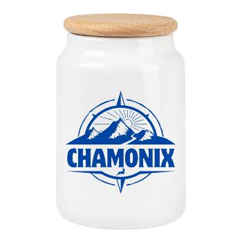 Chamonix, Skigebiet, Skigebiet - Keksdose mit Holzdeckel - Weiß - Vorne
