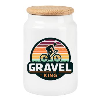 Gravel King Cycling Fanart Design - Cookie Jar with Wooden Lid - white - Front