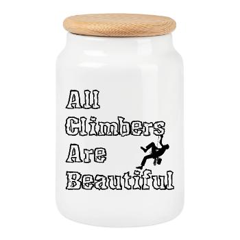 Tous les grimpeurs sont de beaux mâles noirs - Boîte à biscuits avec couvercle en bois - blanc - Devant