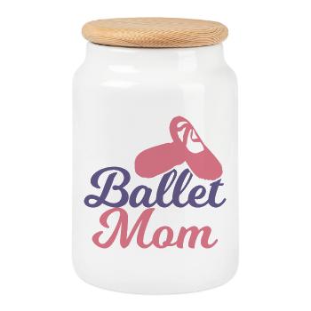 Maman de ballet - Boîte à biscuits avec couvercle en bois - blanc - Devant