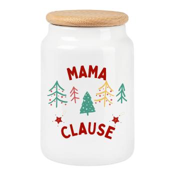 Décoration de Noël avec Maman Noël - Boîte à biscuits avec couvercle en bois - blanc - Devant