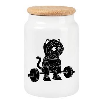 La puissance du chaton noir - Boîte à biscuits avec couvercle en bois - blanc - Devant