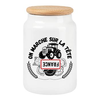 Agriculteurs français - Boîte à biscuits avec couvercle en bois - blanc - Devant