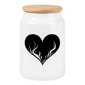 Coeur avec des flammes - Boîte à biscuits avec couvercle en bois - blanc - Devant