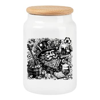 St. Patrick's Day - Cookie Jar with Wooden Lid - white - Front