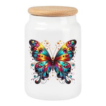 Schmetterling - Keksdose mit Holzdeckel - Weiß - Vorne