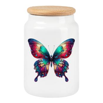 Schmetterling - Keksdose mit Holzdeckel - Weiß - Vorne