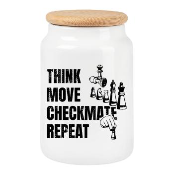 Funny Chess Player Quote - Cookie Jar with Wooden Lid - white - Front