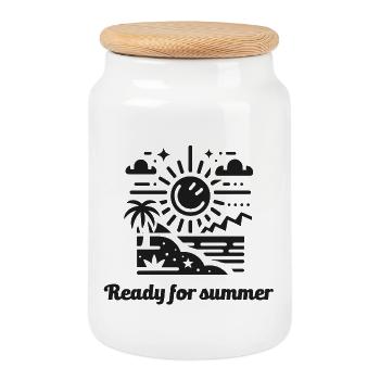 ready for summer sommer sonne sonnenschein - Keksdose mit Holzdeckel - Weiß - Vorne