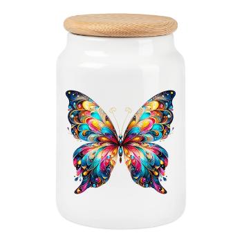 Schmetterling - Keksdose mit Holzdeckel - Weiß - Vorne