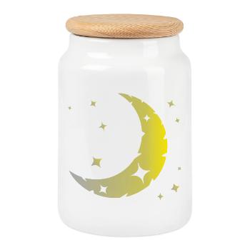 La lune et les étoiles - Boîte à biscuits avec couvercle en bois - blanc - Devant