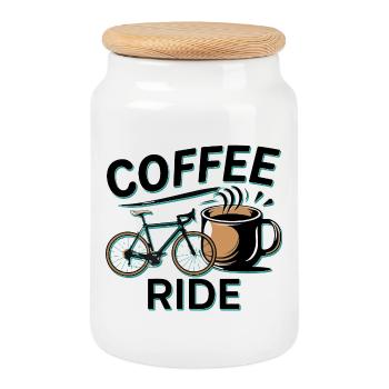 Cycle du café Design urbain - Boîte à biscuits avec couvercle en bois - blanc - Devant