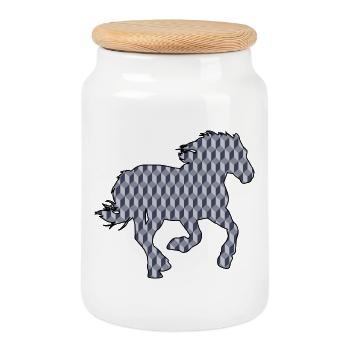 CHEVAL. POULAIN. JUMENT. ANIMAL. ANIMAUX. NATURE. - Boîte à biscuits avec couvercle en bois - blanc - Devant