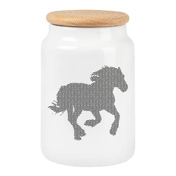CHEVAL. POULAIN. JUMENT. ANIMAL. ANIMAUX. NATURE. - Boîte à biscuits avec couvercle en bois - blanc - Devant
