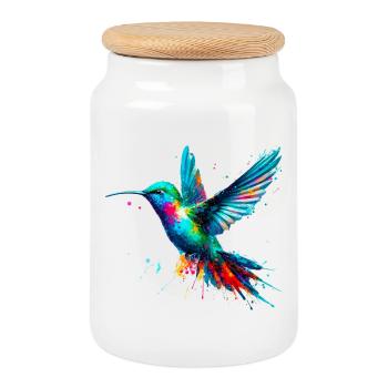 Kolibri - Keksdose mit Holzdeckel - Weiß - Vorne