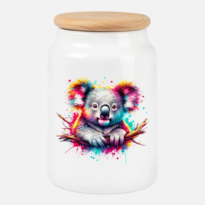 Koala - Keksdose mit Holzdeckel - Weiß