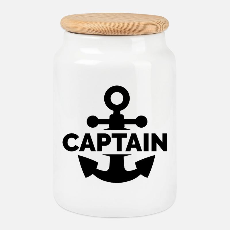 captain Anker Symbol Logo See Meer Schiff Boot - Keksdose mit Holzdeckel - Weiß