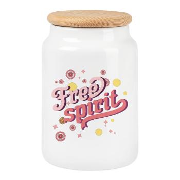 Free spirit, free spirit, freedom, cool spirit - Cookie Jar with Wooden Lid - white - Front