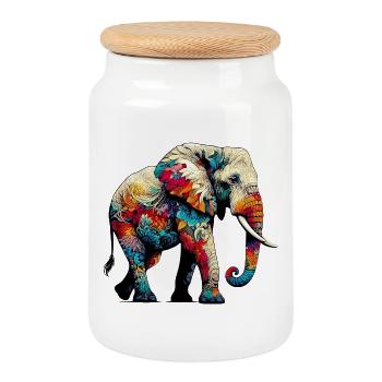 Elefant - Keksdose mit Holzdeckel - Weiß - Vorne