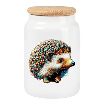 Igel - Keksdose mit Holzdeckel - Weiß - Vorne